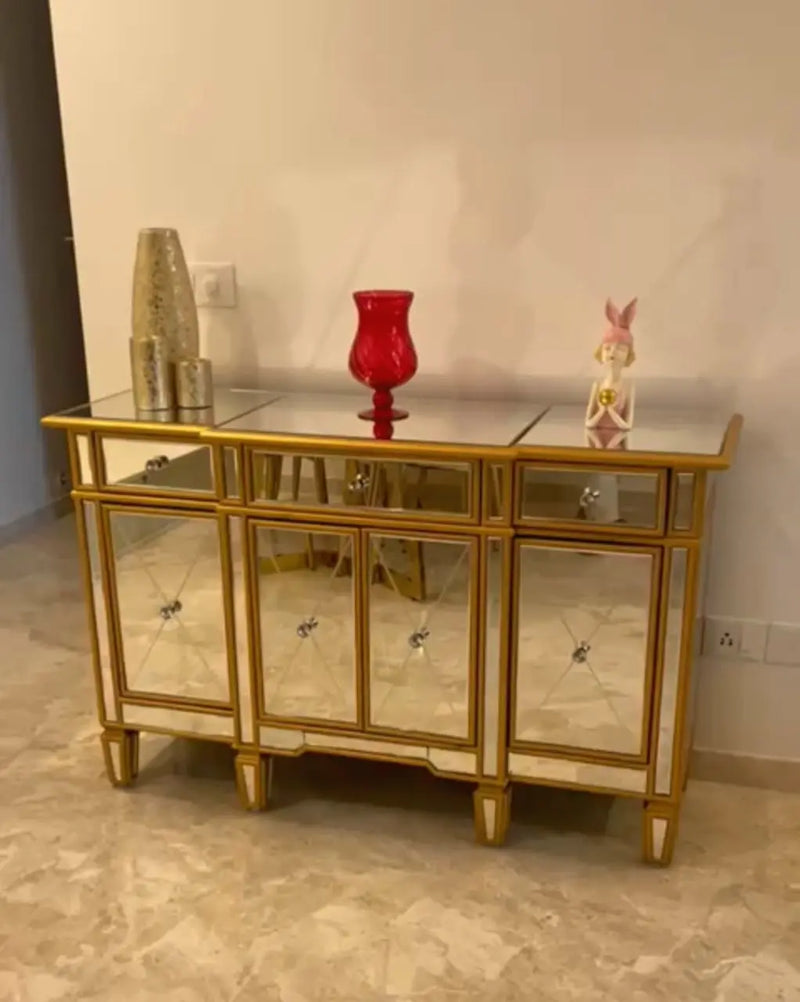Golden Mirrored Chest of Drawer