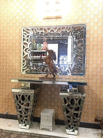 Venetian Mirror and Console Set Venetian Design 100% Heart Made Products
