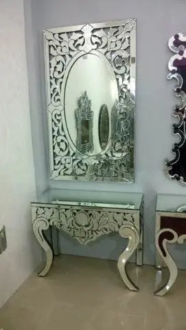 CARVED CONSOLE TABLE WITH MIRROR Venetian Design