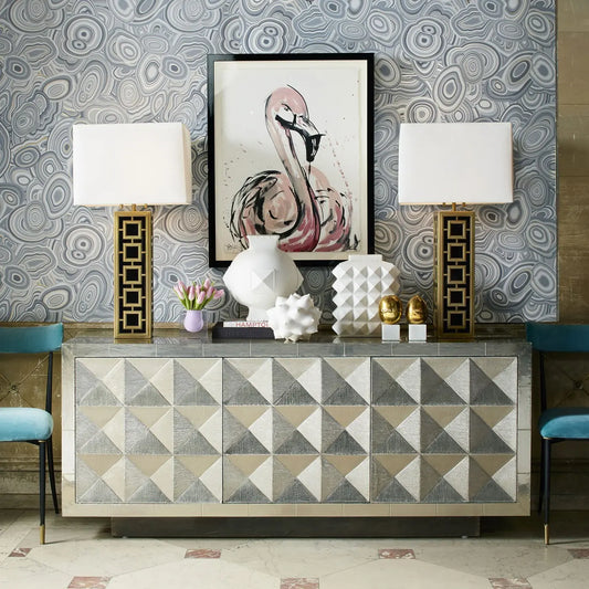 White Metal Credenza Venetian Design