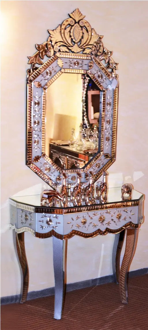 CONSOLE TABLE WITH MIRROR CWM-370 Venetian Design