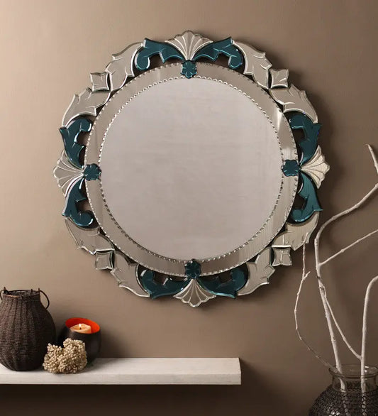 Round Blue Wall Mirror VDBL-08 Venetian Design