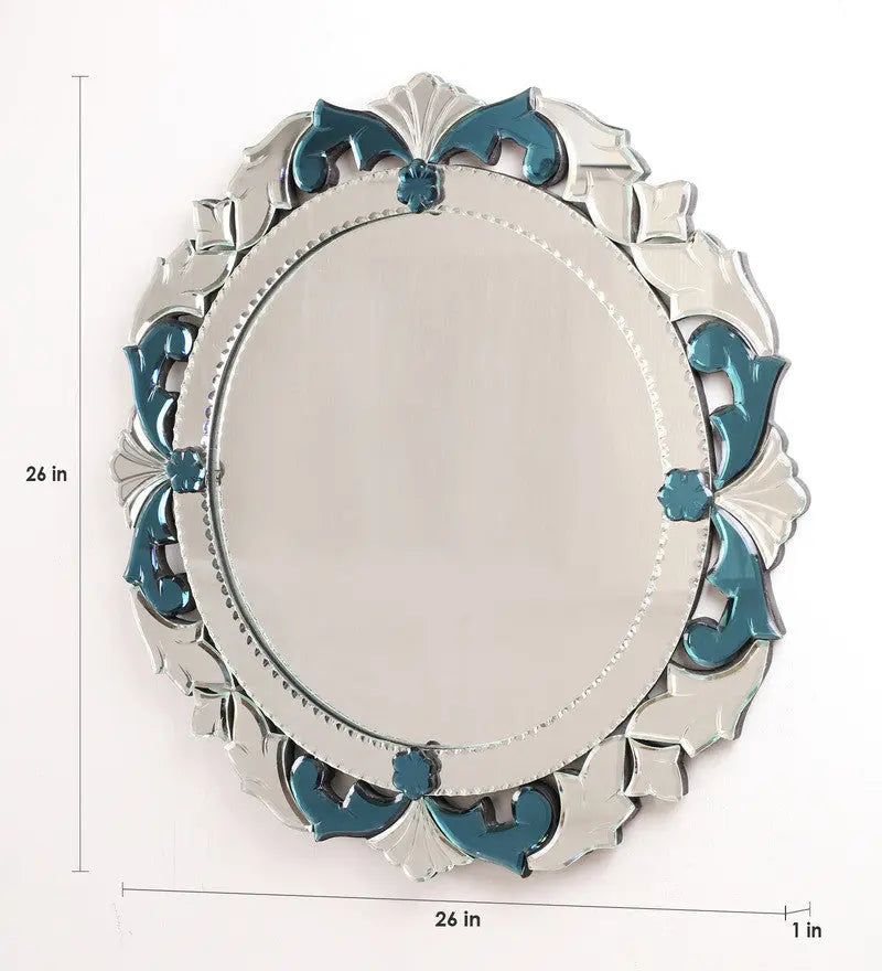 Round Blue Wall Mirror VDBL-08 Venetian Design